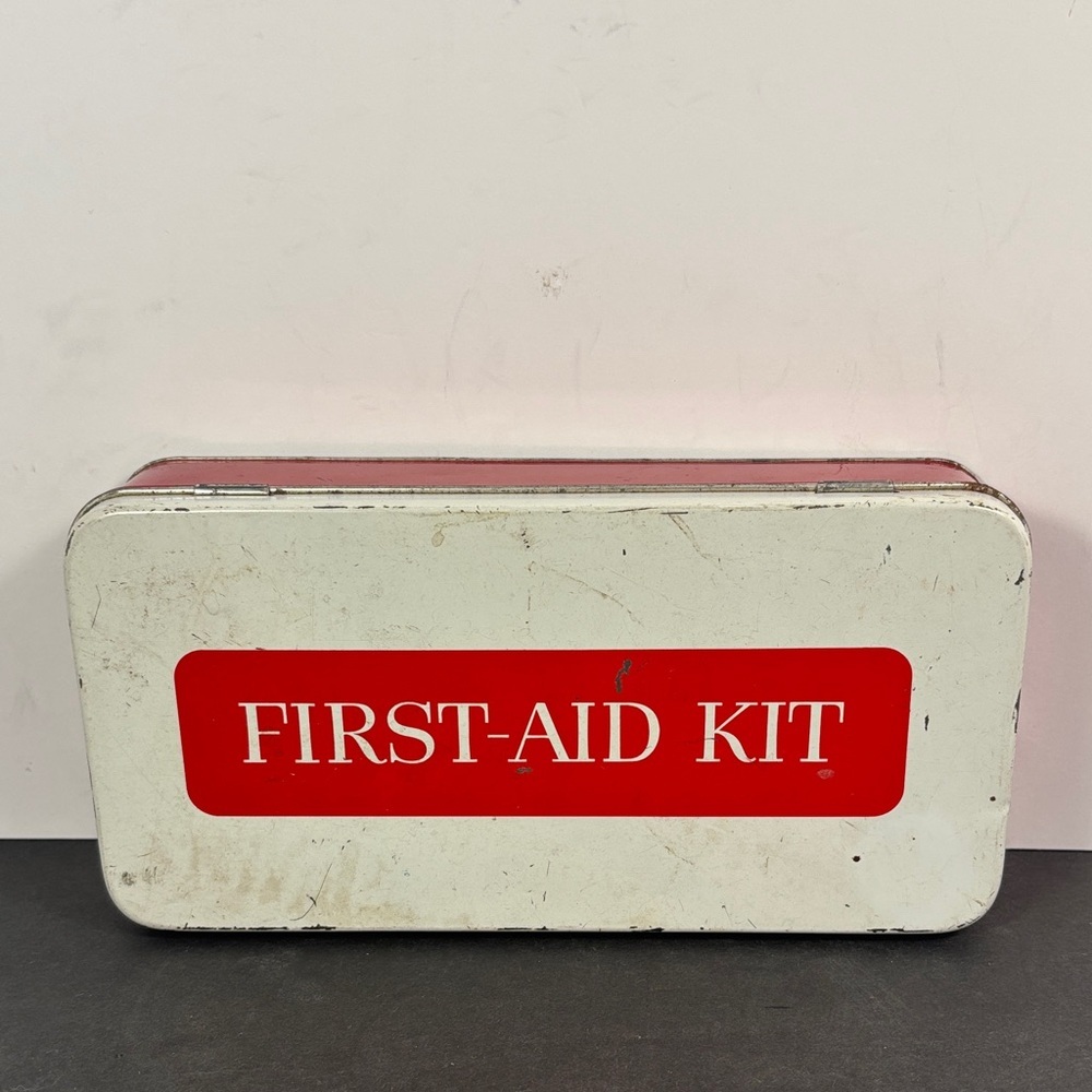 Vintage Johnson & Johnson First Aid Kit Tin 1950s Complete Metal Box